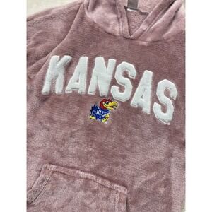 Sideline Apparel Kansas Jayhawks Hoodie Women Small Mauve Pink Fuzzy Fleece NCAA